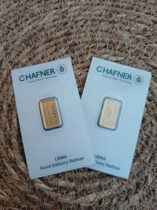 x2 - 1g C. Hafner Gold Bar – 999.9 Fine Gold with Certificate - Picture 1 of 2