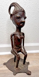 Yoruba Bronze Ogboni Onile Edan figure Ifa Babalawo Aworan - Picture 1 of 4