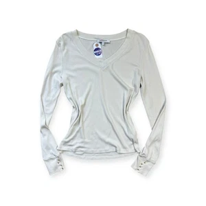 Vintage Morgan De Toi cremefarbener Pullover mit V-Ausschnitt Ärmel Nieten Größe Medium - Bild 1 von 11