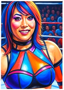 ASUKA * Custom ACEO * Novelty * WRESTLERS WWE * Art Card * ATC - Picture 1 of 2