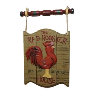 The Red Rooster House Bed & Breakafast Farmhouse Wood Wall Sign Country Kitchen - Picture 1 of 14