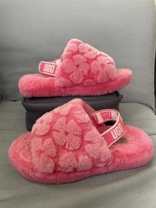 UGG Fluff Yeah Größe 3 rosa Slipper mit Blumenmuster Pantolette mit Rückengurt - Bild 1 von 6