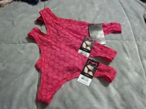 3 Pr-Hot Pink Dot Maidenform 40118 Thong Panties *NEW* One Size - Picture 1 of 3