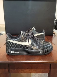 SIZE 11.5 Nike Air Force 1 Premium '07 Black Swan White Polka Dot AF1 Womens - Picture 1 of 22