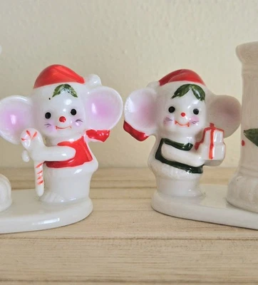 2 castiçais vintage Lenox Natal ratos mouse - Imagem 1 de 4