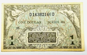 Series 481 $1 US Military Payment Certificate Block 18 - Picture 1 of 2
