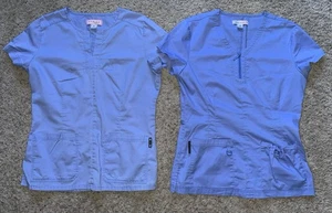 KOI Kathy Peterson Ceil Blue Scrub Top Womens Size Medium 224 & 204 Lot of 2 - Picture 1 of 24