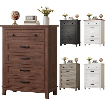 41 in, 5-Drawer Dresser Chest with Stylish Handles Anti-Tip Device for Bedroom