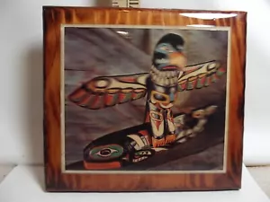 VINTAGE SOUTHWEST AMERICANA NATIVE ART PHOTO ON 7" X 8" WOOD W/ THICK CLEAR - Picture 1 of 4