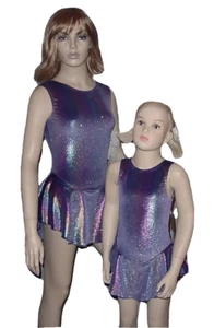 Motionwear Eis Eiskunstlauf Kleid Kinder S LILA Glitzer Samt Tanzkostüm - Bild 1 von 5