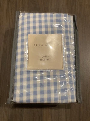 Laura Ashley Cotton Queen Bed Skirt (Hedy-Light Blue) - Image 1 of 4