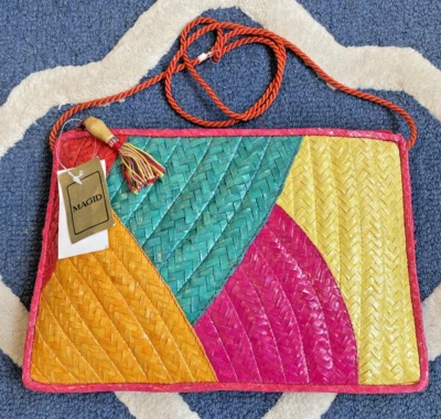 Vintage Magid Womens Crossbody Clutch Purse 80s Bold Colors Tassel NWT - Image 1 of 4