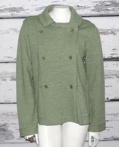 EILEEN FISHER~VERDE *LANA MERINO* CHAQUETA CHAQUETÓN DOBLE BOTONADURA ABRIGO BLAZER~M - Imagen 1 de 10