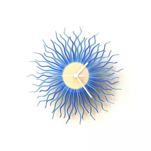 Radium II - 11½ in modern laser cut wooden wall clock in blue & teal by ardeola - Picture 1 of 8