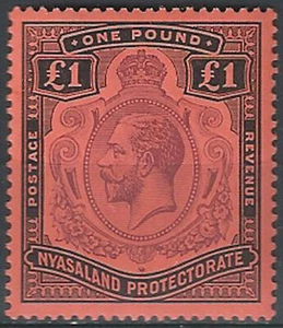 1913-21 Nyasaland Giorgio V £1 purple and black-red MNH SG. n. 98 - Bild 1 von 1