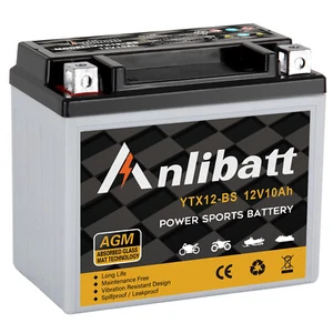 YTX12-BS Motorcycle AGM Battery 12V 10Ah 180CCA Maintenance Free for ATV Scooter - Picture 1 of 8