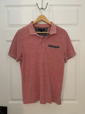 Banana Republic Mens M Red Polo Summer Cotton Blend Shirt Gray Accent - Image 1 of 4
