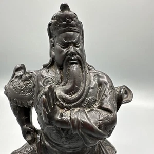 Chinese Bronze Guan Gong Yu Warrior Statue 10" Tall VTG - Picture 1 of 7