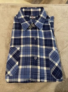 NOS Flannel Shirt Men’s Size M Big Yank Vintage Long Sleeve Blue White Shirt - Picture 1 of 5