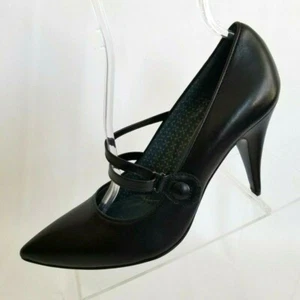 Lumiani Mary Jane Brown Leather Heels Pointy Cone Heel Shoes Sz EU 39.5 US 9 NEW - Picture 1 of 11