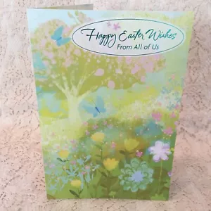 Frohe Ostern Karte Punze Grußkarte Blumen Schmetterling Baum - Bild 1 von 2