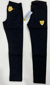 Paket 2 Cat and Jack Mädchen schwarze Leggings ohne Etikett flache Nähte Größe S (6/6X) - Bild 1 von 2