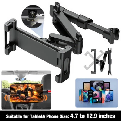 Tablet Halterung Auto für Kopfstütze iPad Halterung 4,7–12,9 Zoll 360° drehbarer - Bild 1 von 4