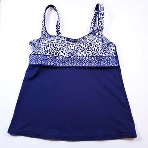 New Lands' End Square Neck Tankini Top 479610 Deep Sea Mixed Medallion - Picture 1 of 7