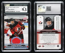 2022 Upper Deck Team Canada Juniors Jersey Relics Connor Bedard CGC 9.5 Mint+