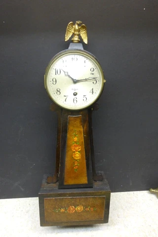 Antique Gilbert Clock Co Minature Banjo Wind Up Cover