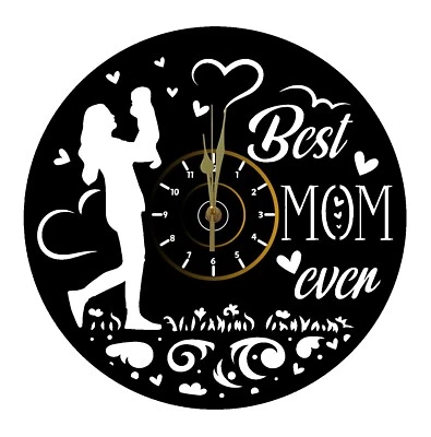 Vinyl Wanduhr MUTTERTAG BEST MOM LIEBE GESCHENK MUTTER LP 33 - Bild 1 von 4