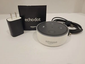 Amazon Echo Dot 2nd Generation White Smart Speaker w/Power Adapter/Cable-Tested - Picture 1 of 12
