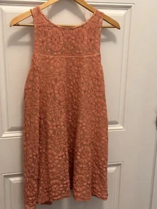 FREE PEOPLE Peach Lace Sleeveless Mini Dress Medium - Picture 1 of 12