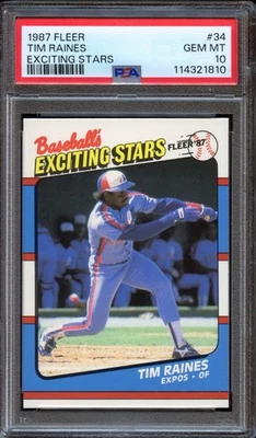 1987 Fleer Tim Raines #34 (Exciting Stars) - HOF Registry - PSA 10 GEM MINT - Image 1 of 2