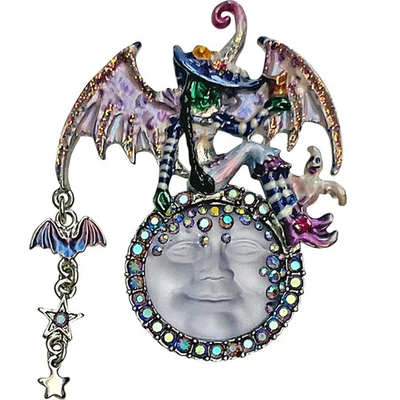 Prendedor Kirks Folly "One Of A Kind" Diosa Endora Vista Mar Luna Bruja Tono Plateado #39 Foto 1 de 4