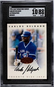 1996 Leaf Signature Series Carlos Delgado	Autographed SGC 8 Auto Bronze Blue Jay - Picture 1 of 1