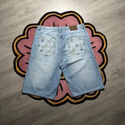 Shorts jeans vintage Y2K unidade G bordado bolso folgado caimento solto tamanho 42 - Imagem 1 de 4