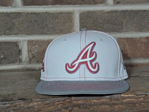 Baseballmütze Kappe Atlanta Braves NewEra 5950 grau rot 1876 Patch nicht verstellbar 7 1/8 - Bild 1 von 15