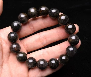 Bracciale perline rotonde cristallo quarzo giardino fantasma fantasma verde naturale 14 mm - Foto 1 di 6