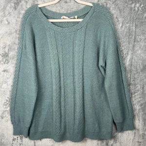Soft Surroundings Sweater Women XL Blue Cable Knit Long Sleeve Pullover Knit - Picture 1 of 8