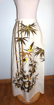 VTG Alfred Shaheen Maxi Skirt Hawaii Hand Painted Birds Flowers Palms Size Small - Image 1 of 4