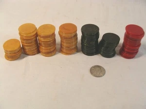 125 fichas antiguas de póker de baquelita verde rojo caramelo - Imagen 1 de 4