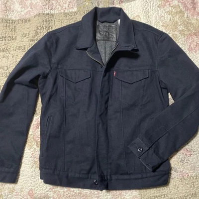 Levi Denim jacket Wool Lined Trucker Navy Blue Men's M/S - Image 1 of 4