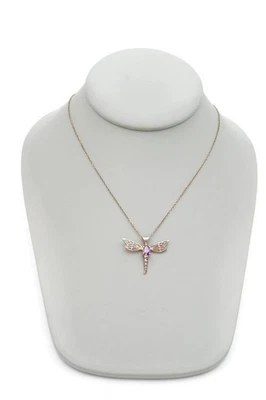 Sterling Silver 925 Amethyst Dragonfly Necklace 18" - Image 1 of 4