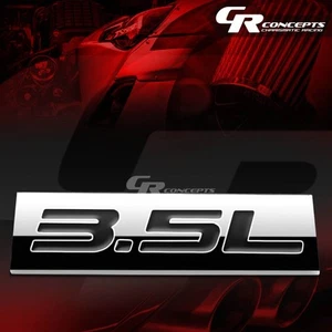 3M TAPE ON METAL EMBLEM DECAL LOGO TRIM BADGE POLISHED CHROME BLACK 3.5L 3.5 L - Picture 1 of 3