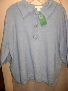 H.M. Conscious NWT Women Light Warm Sweater M sz Short Sleeve,Soft 3 Art Buttons - Picture 1 of 4