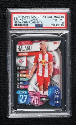 2019-20 UCL Match Attax US Edition Erling Haaland Braut Haland PSA 8 Rookie RC - Image 1 of 2