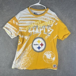 Pittsburgh Steelers Shirt Uomo XL Giallo Bianco NFL Football Staple Graphic Tee - Foto 1 di 9