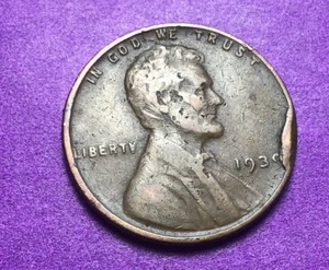 1939P LINCOLN CENT ERROR CLIPPED EDGE - Picture 1 of 2