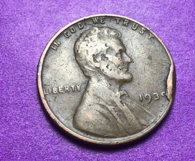 1939P LINCOLN CENT ERROR CLIPPED EDGE - Image 1 of 2